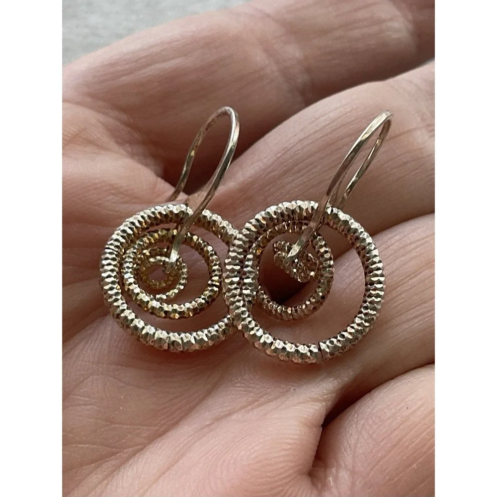 Dyadema Italy sterling silver dangle earrings 925 Circles Vintage Estate Jewelry - Picture 2 of 8